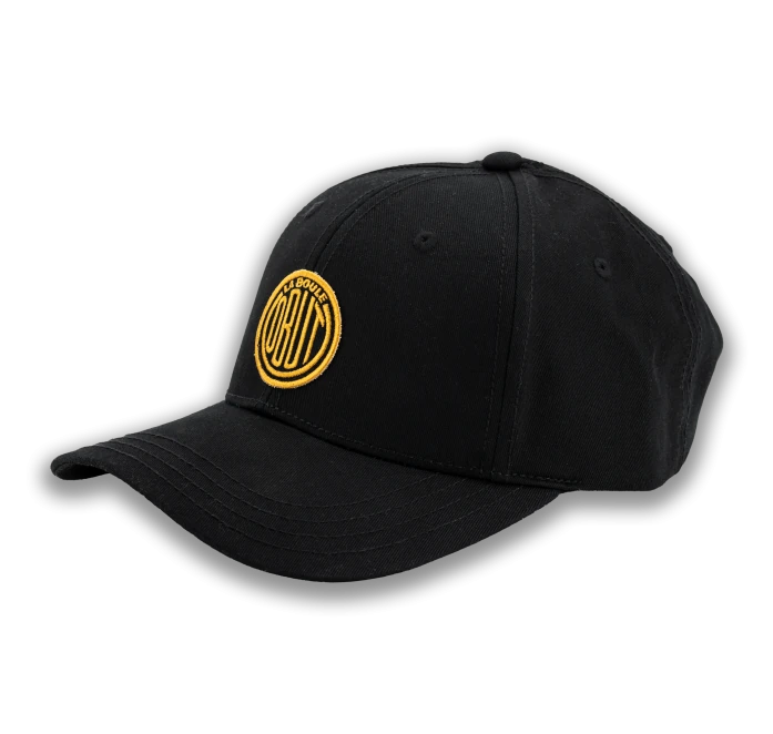 Obut zwarte pet met mosterdgeel vintage logo